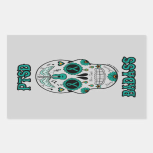 Pegatina Rectangular Cráneo del azúcar de PTSD Badass