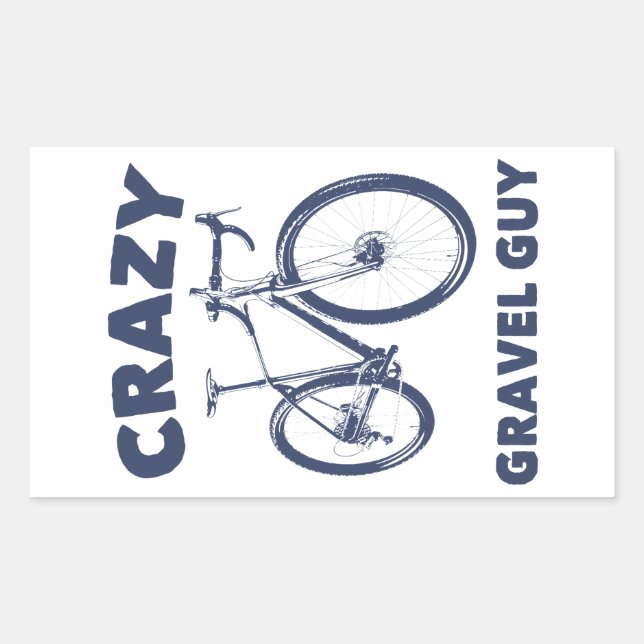 Pegatina Rectangular Crazy Gravel Guy Ciclismo (Anverso)