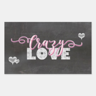 Pegatina Rectangular Crazy Love Hearts Chalkboard