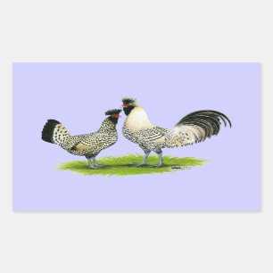 Pegatina Rectangular Cream Brabanter Chickens