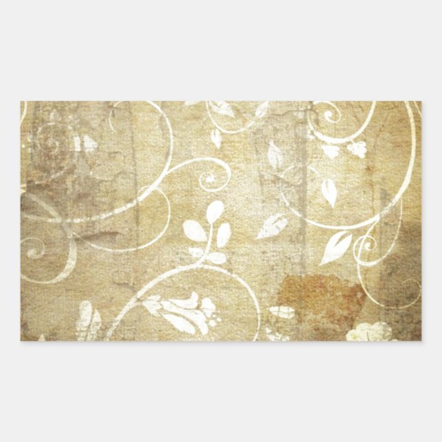 Pegatina Rectangular Crear regalos personalizados Plantilla de flor de  (Anverso)