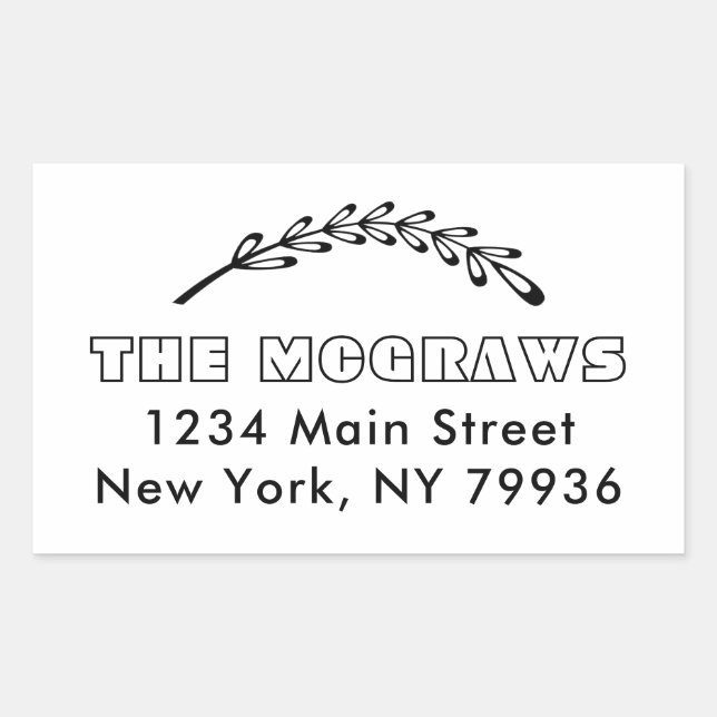 Pegatina Rectangular Crear su propia dirección de devolución hojas trop (Anverso)