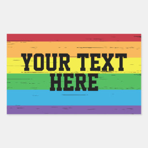 Pegatina Rectangular CREATE-TU-Personalizado DIY plantilla Rainbow LGBT