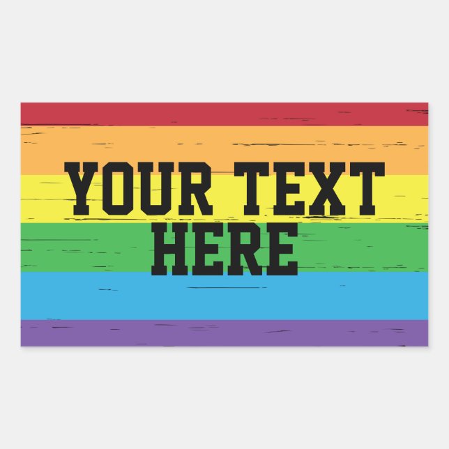 Pegatina Rectangular CREATE-TU-Personalizado DIY plantilla Rainbow LGBT (Anverso)
