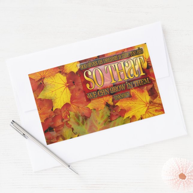 Pegatina Rectangular Crecer en sueños, cita Inspiradora (Sobre)