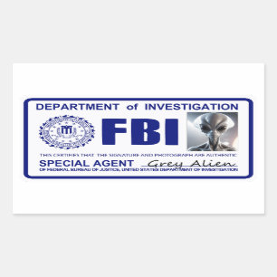 Pegatina Rectangular Credenciales del FBI de Alien