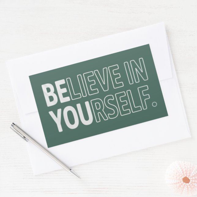 Pegatina Rectangular Cree En Sí Mismo Profesor Motivacional Positivo  (Sobre)