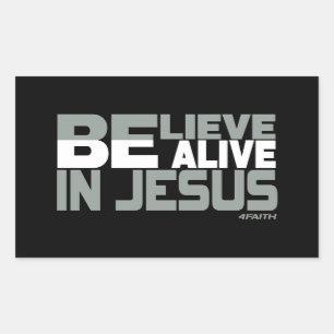 Pegatina Rectangular Creer, vivir en Jesús