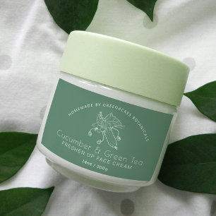 Pegatina Rectangular crema facial de pepino y té verde