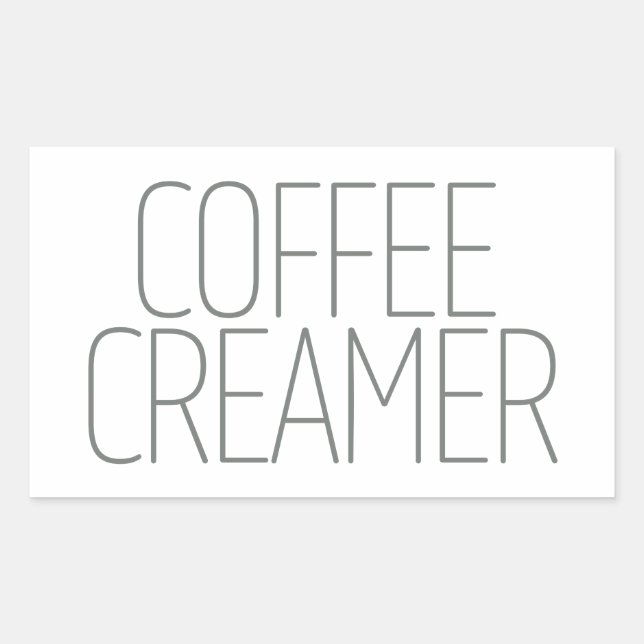 Pegatina Rectangular Cremera de Café Gris Elegante (Anverso)