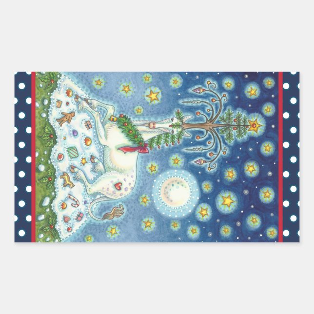 PEGATINA RECTANGULAR CREO EN EL UNICORN DE NAVIDADES, PEGATINAS DE CABA (Anverso)