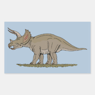 Pegatina Rectangular Cretácico Dinosaurio Triceratops