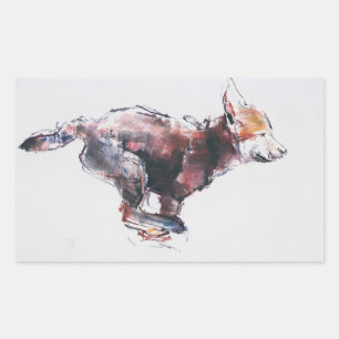 Pegatina Rectangular Cría de lobo en marcha