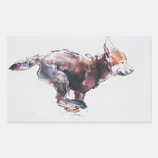 Pegatina Rectangular Cría de lobo en marcha (Anverso)