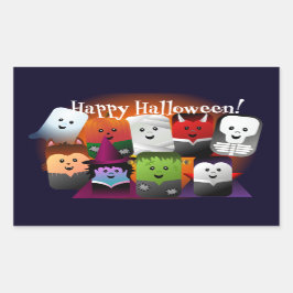 Pegatina Rectangular Criaturas de los monstruos de Halloween Personaliz