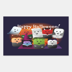 Pegatina Rectangular Criaturas de los monstruos de Halloween Personaliz