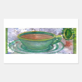 Pegatina Rectangular Cricket de café esmeraldaArte de café Diane