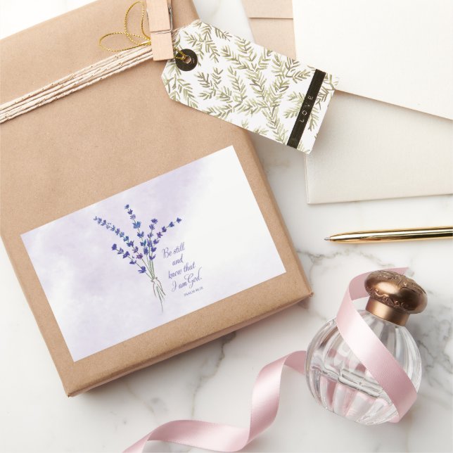 Pegatina Rectangular Cristianismo Animando Lavanda con Escrituras  (Regalar)