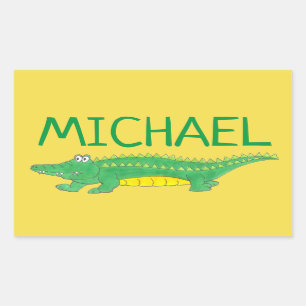 Pegatina Rectangular Crocodrilo de gator verde personalizado