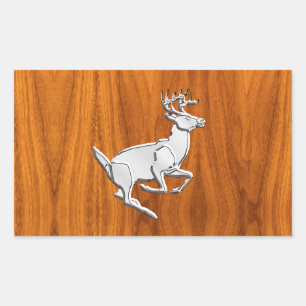 Pegatina Rectangular Cromado como venado en marcha en la impresión de t