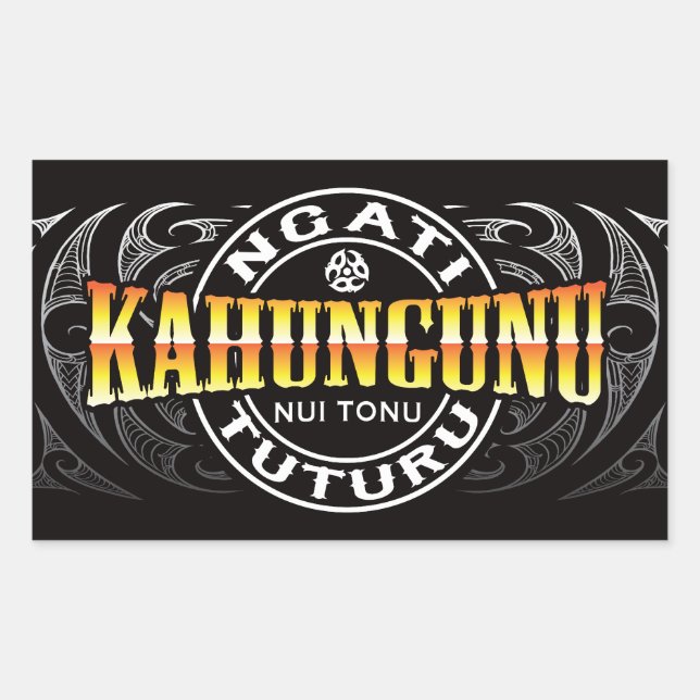 Pegatina Rectangular Cromo de Moko del Lifer de Ngati Kahungunu (Anverso)