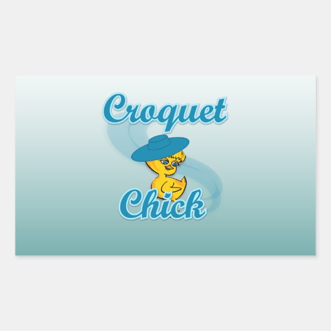 Pegatina Rectangular Croquet Chick #3 (Anverso)