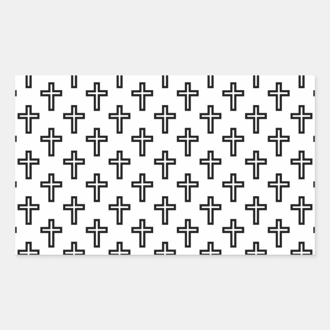 Pegatina Rectangular Cruz cristiana (Anverso)