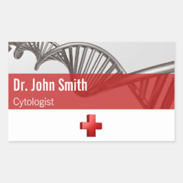 Pegatina Rectangular Cruz de cadena de ADN de ciencia médica profesiona