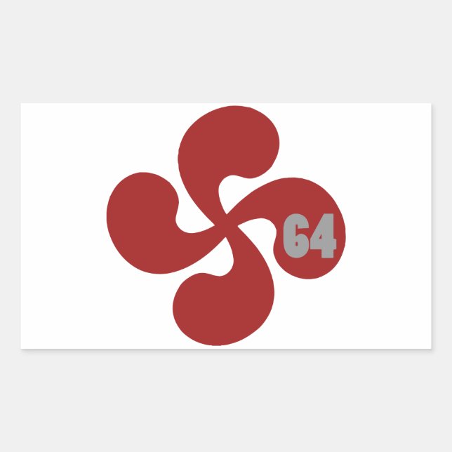 Pegatina Rectangular Cruz vasca roja 64 Lauburu (Anverso)