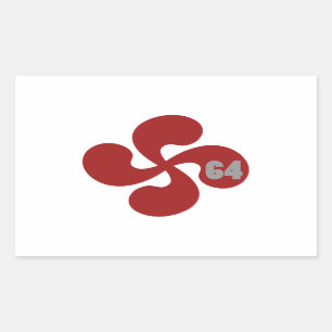 Pegatina Rectangular Cruz vasca roja 64 Lauburu