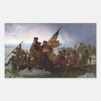 Pegatina Rectangular Cruzando el río Delaware, George Washington