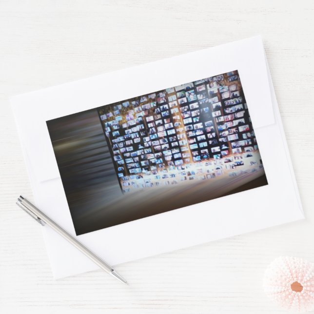 Pegatina Rectangular Cruzando fronteras en línea (Sobre)