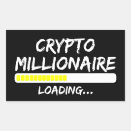 Pegatina Rectangular Crypto Millionaire Cargando Bitcoin
