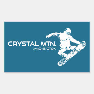 Pegatina Rectangular Crystal Mountain Washington Snowboarder