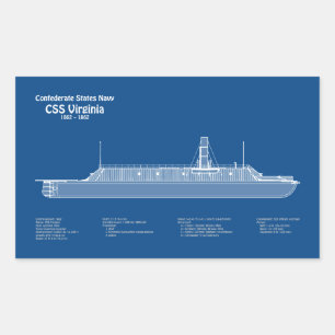 Pegatina Rectangular CSS Virginia - Plan Blueprint de envío ABD