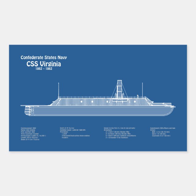 Pegatina Rectangular CSS Virginia - Plan Blueprint de envío ABD (Anverso)