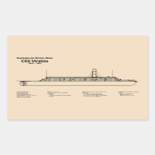 Pegatina Rectangular CSS Virginia - Ship Blueprint Planes SD
