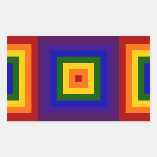 Pegatina Rectangular Cuadrados de arcoiris (Anverso)