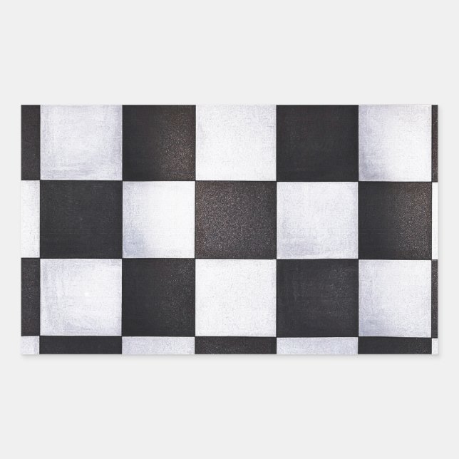 Pegatina Rectangular cuadrados en blanco y negro (Anverso)