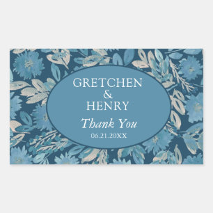 Pegatina Rectangular Cuadros de acuarela florecientes Guardar la fecha