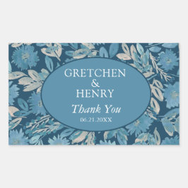 Pegatina Rectangular Cuadros de acuarela florecientes Guardar la fecha