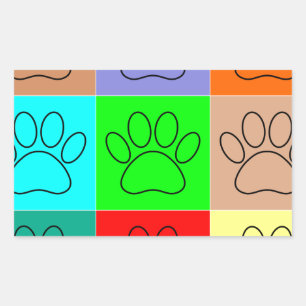 Pegatina Rectangular Cuadros De Cachorro En Cuadrados