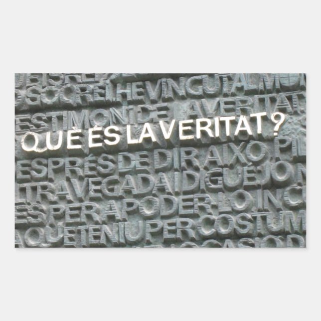 Pegatina Rectangular ¿Cuál es la verdad? - ¿Qué es la Vertat? (Anverso)