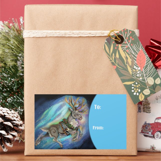 Pegatina Rectangular Cuando vuelan los renos (Vacaciones)