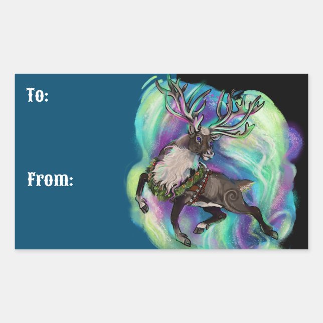 Pegatina Rectangular Cuando vuelan los renos (Anverso)