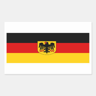 Pegatina Rectangular CUATRO Alemania tricolora con el escudo de armas