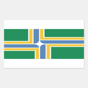 Pegatina Rectangular CUATRO bandera de Portland, Oregon