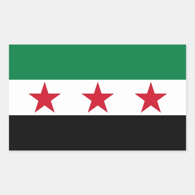 Pegatina Rectangular CUATRO Bandera de Siria (Anverso)