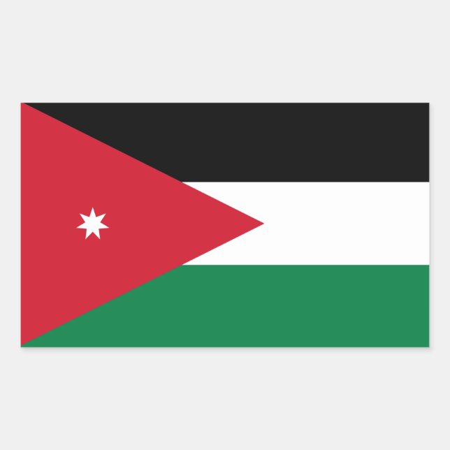 Pegatina Rectangular CUATRO Bandera Nacional de Jordania (Anverso)