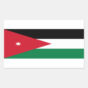Pegatina Rectangular CUATRO Bandera Nacional de Jordania